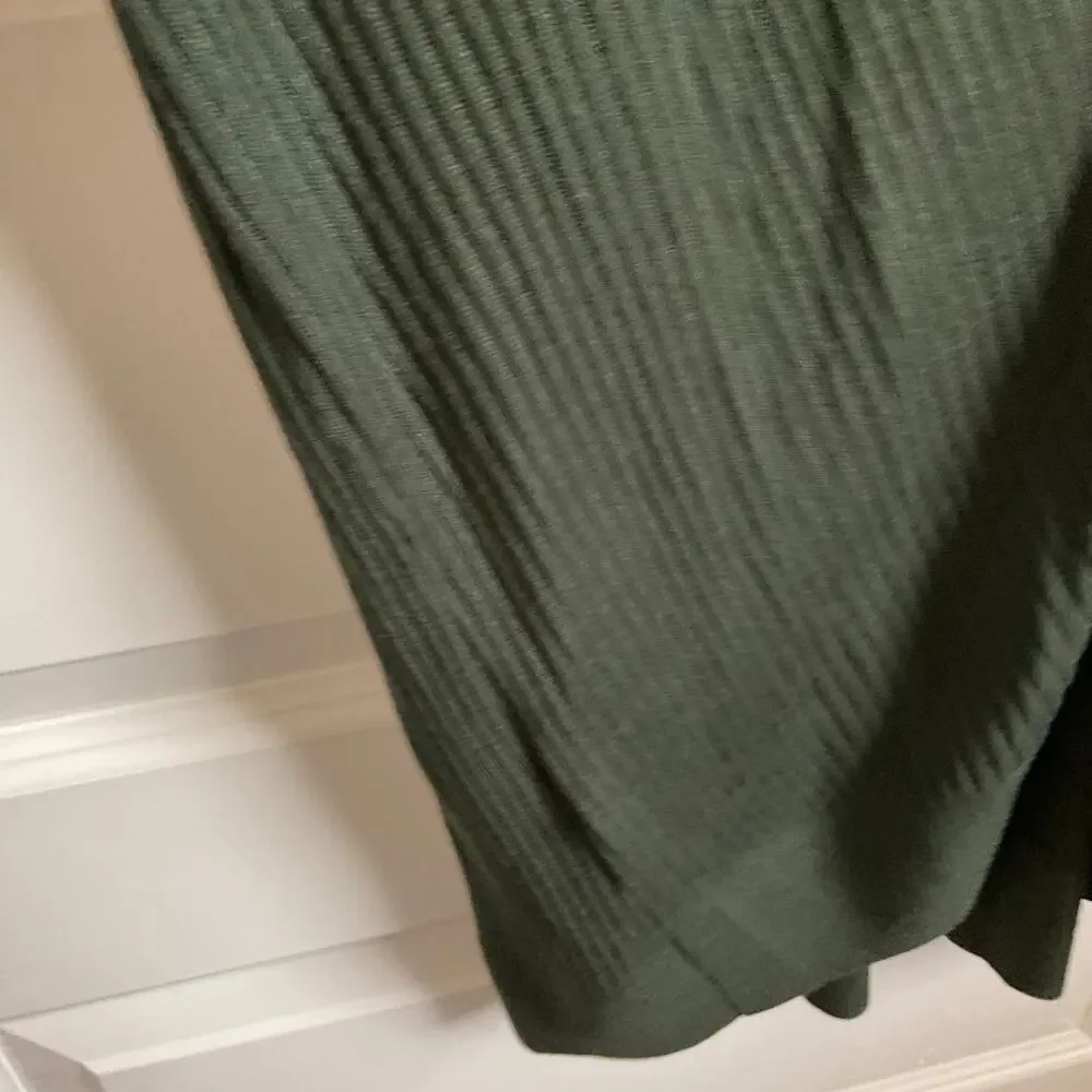 LOFT Dark Green Ribbed Longline Open Front‎ Cardigan - Size Medium - NEW